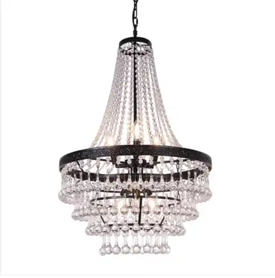 Tochic House of Hampton Emil’s crystal 6 light chandelier-black, View more