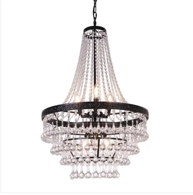 *New Tochic House of Hampton  crystal 6 light chandelier-black in Indoor Lighting & Fans in Hamilton - Image 2