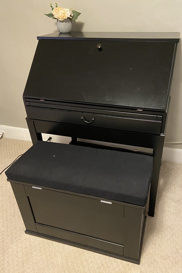 Black iKEA Alves secretary desk with filing bench Desks