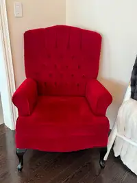 Red Accent Chair wooden feet
