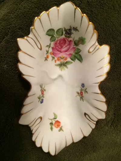 Herend Hungary Handpainted  porcelain trinket dish, View more