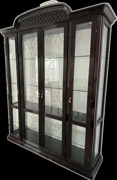 Large Dark Wood Glass Display Cabinet, View more