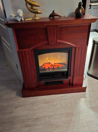 CHERRY WOOD ELECTRIC FIREPLACE HEATER