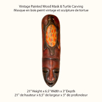 Wood Mask & Turtle Carving / Masque en bois sculpture de tortue