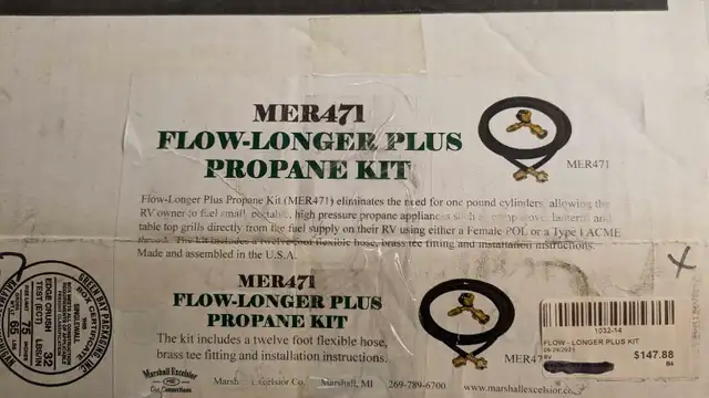 Marshall Excelsior MER471 Flow Longer Plus Propane Kit in RV & Camper Parts & Accessories in Saskatoon - Image 3
