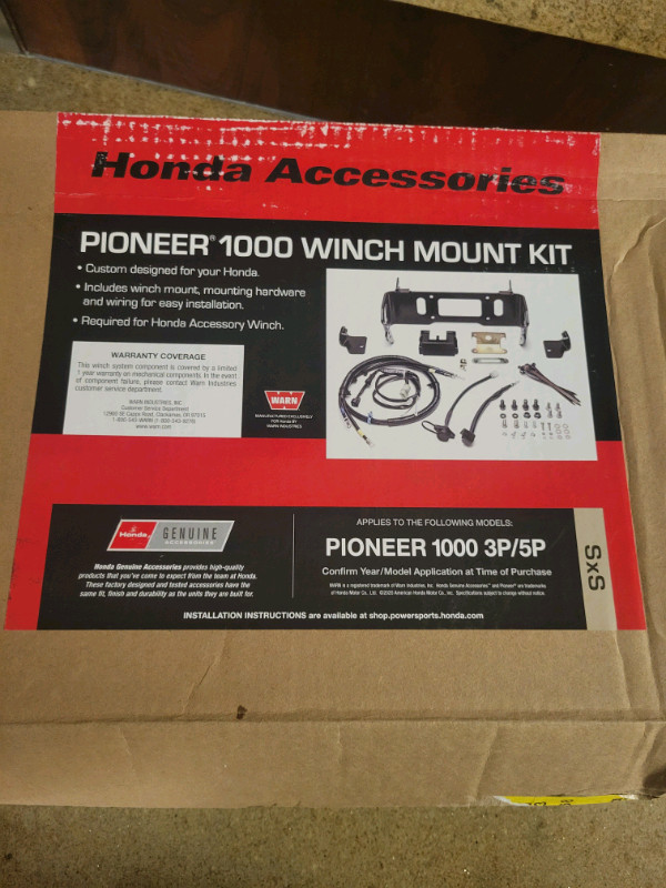 17-23 HONDA PIONEER WINCH MOUNT KIT in ATV Parts, Trailers & Accessories in Regina