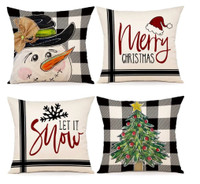 4pcs Christmas throw pillow covers.  18” x 18”