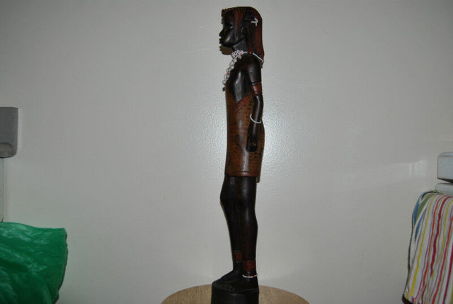 Ebony Hand Carved African Warrior Sculpture in Arts & Collectibles in Vancouver - Image 2
