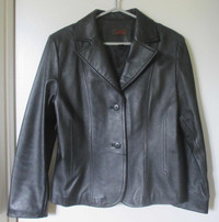 Women’s Med Black Lined Danier Leather Blazer Jacket