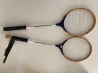 2 vintage  badminton racquets rackets over seas and birdie