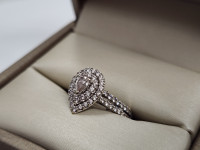 4.511g 14K White Gold Ring w/.40ct Pear Shaped Diamond in Halo