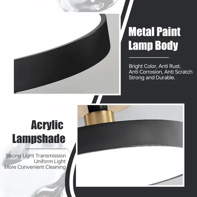 Modern LED Semi Flush Mount Ceiling Light Black 48W Mid Century in Indoor Lighting & Fans in City of Toronto - Image 4