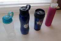 4 of Various Water Bottles with Screw-on Lids