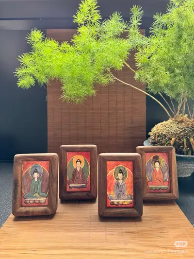 Hand-painted Miniature Buddha Art in Wood Frame , View more