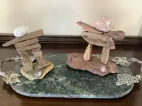 Tabletop Inukshuks Made With Local Stones...One of a Kind!