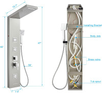 MENATT Shower Panel Tower System with LED Lights, 5 in 1 Shower