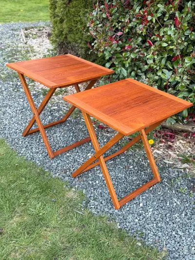 Vintage Teak Folding Tables & Stand , View more
