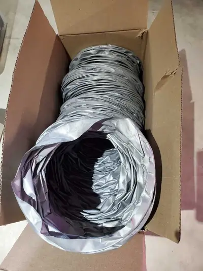10" uninsulated flex ducting. Had to buy 25' and used around 5.5' for dehumidifier install. Paid abo...