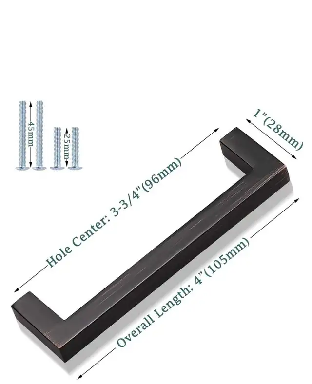Oil Rubbed Bronze Solid Kitchen Drawer Cabinet Pulls in Cabinets & Countertops in Cornwall - Image 3