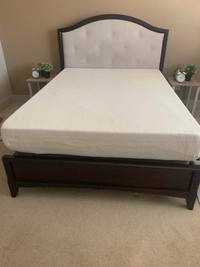*Moving sale* Queen bedframe cherry wood/Memory foam mattress