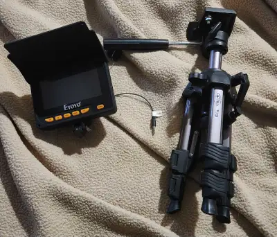 Eyoyo Underwater Ice Fishing Camera. Will need charge cable. 20 meters. Works great. $40