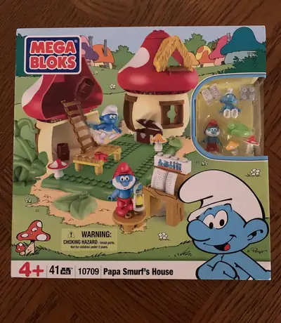 Mega Bloks Papa Smurfs House 49 pcs Set #10709 Schtroumpf 2010 The Smurfs Bloks NEW sealed
