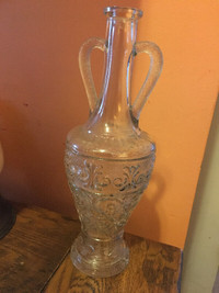 Grecian Style Clear Decorative Wine Bottle with Two Handles
