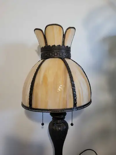 28" h 12" shade Heavy stem with 2 pull up bulbs
