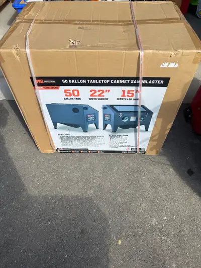 NEW/UNUSED 50 BC Gallon Tabletop Sandblaster Unit, View more
