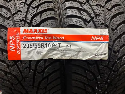 These are brand new Maxxis Premitra Ice Nord NP5 winter tires, size 205/55R16 94T, perfect for provi...