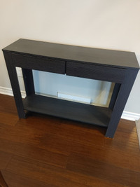 Black Console Table with 2 Drawers, Wood Hallway Table