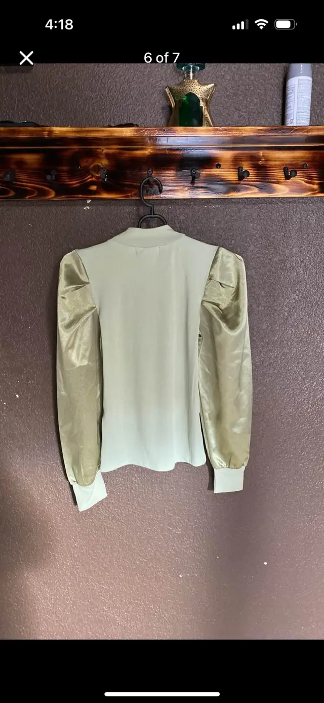 Shein Puff Shoulder Long sleeve Shirt With Mock Neck in Women's - Tops & Outerwear in Edmonton - Image 7