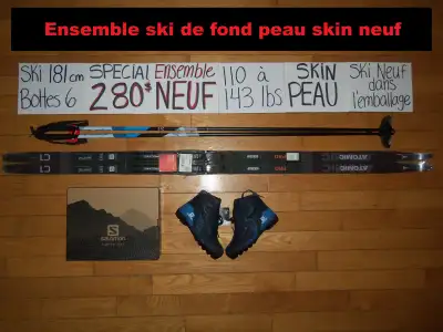 Ensemble ski de fond peau skin 181 cm équipement NEUF, View more