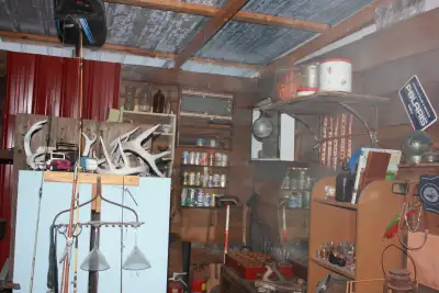 I've got a shed with lots of antiques. Pop and beer bottles, tobacco tins, crocks, washboards, wood...