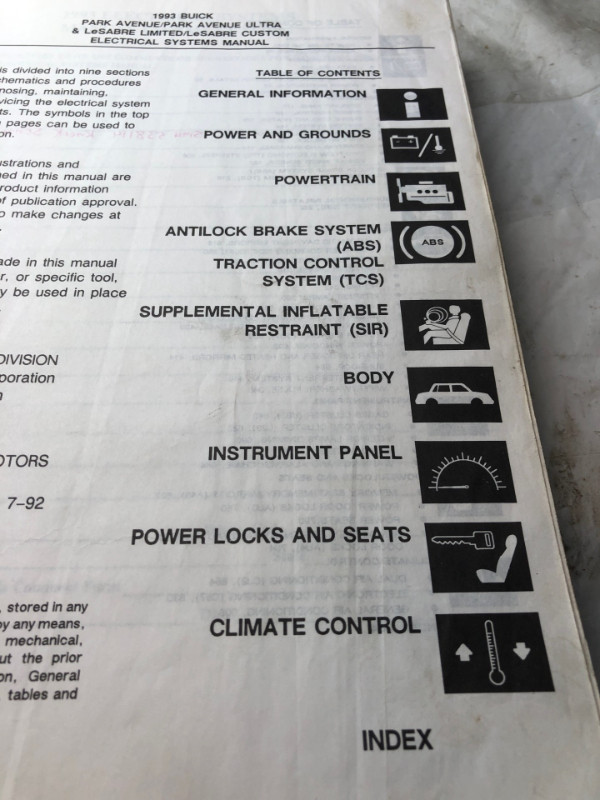 VINTAGE 1993 BUICK PARK AVENUE LASABRE ELECTRICAL SYSTEM #M0927 in Textbooks in Edmonton - Image 3