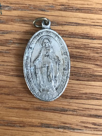 Vintage Solid Sterling Silver Catholic Pendant 