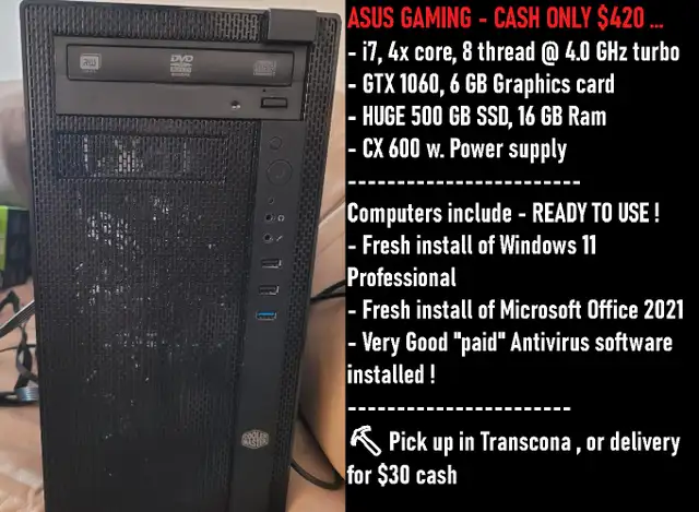 GREAT running computers for sale - Office, gaming, movies .... in Desktop Computers in Winnipeg - Image 8