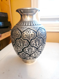 Stainless stell ceremonial vase.  Beautiful etchings.
