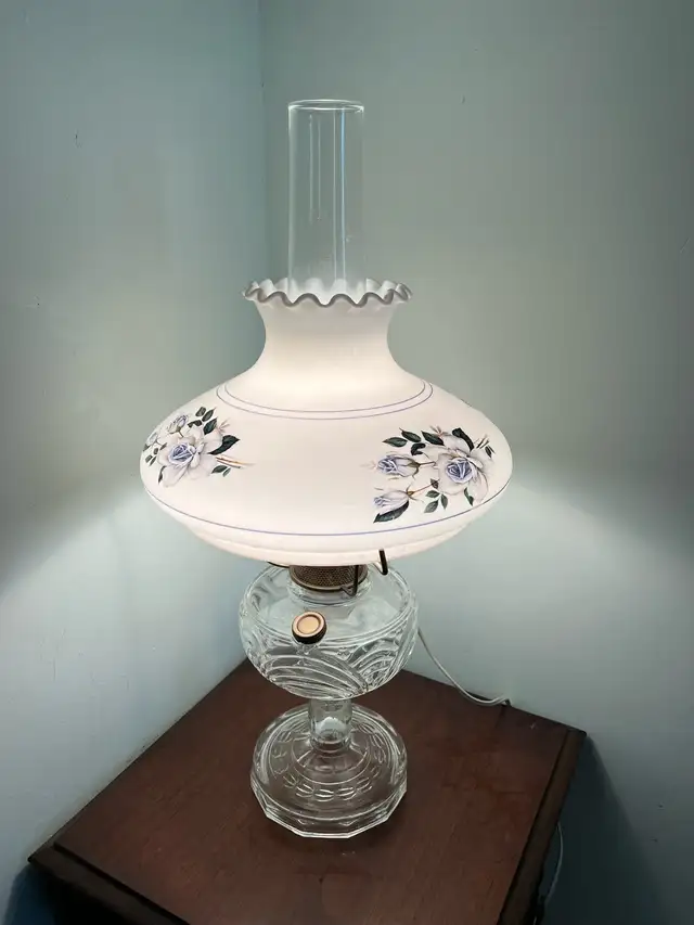 ALADDIN - VINTAGE ELECTRIC CLEAR WASHINGTON DRAPE LAMP & FLORAL in Indoor Lighting & Fans in Belleville - Image 8