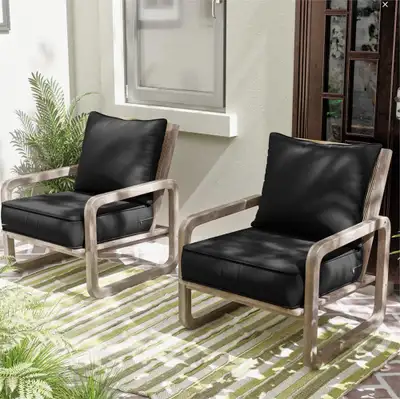 Outdoor Chair Cushions Set of 2 Black, View more