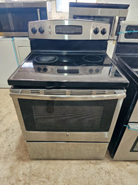 GE 30" STAINLESS STEEL ELECTRIC CERAMIC TOP STOVE OVEN RANGE