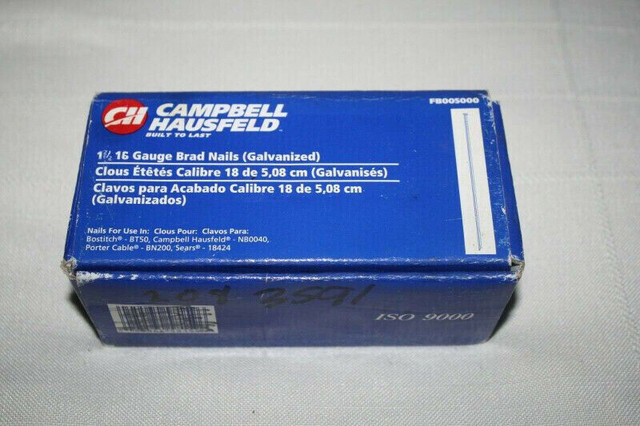 Campbell Hausfeld 16ga 1.75" Galvanized finishing nails 2500/box in Hardware, Nails & Screws in Saint John - Image 2
