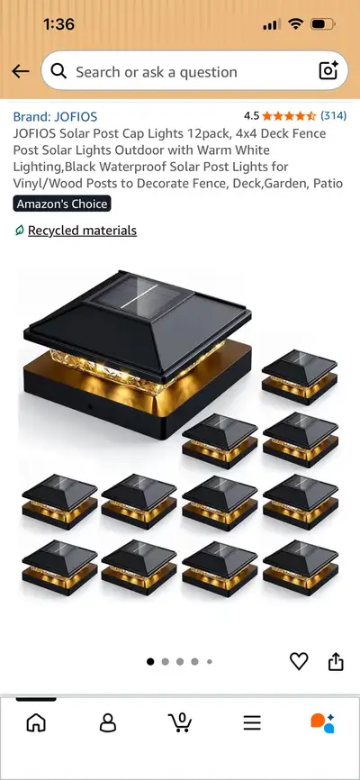 Jofios Solar Post Cap Lights 12-Pack, View more