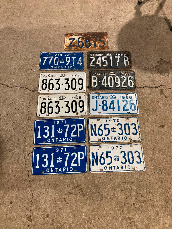 Ontario license plates in Arts & Collectibles in Prince Albert