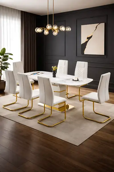 marble dinning table with 7 chairs, View more