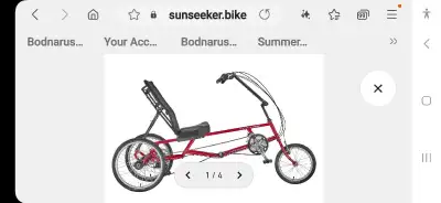 Selling my Suncycle EZ 3 Recumbent Trike. No longer suitable for me. 21 speeds with electric assist....