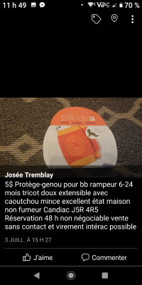 5$ Protège-genou pour bb rampeur 6-24m. tricot doux extensible