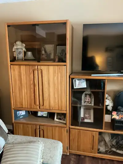 2 large oak cabinets for sale, View more