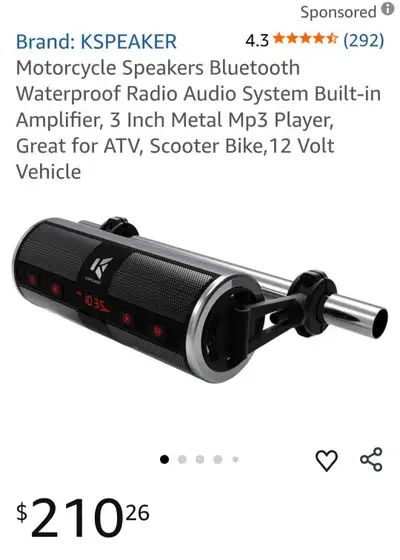 300WATT CRISP CLEAN SOUND. CAN BE PUT ON ANY ATV, GOLFCART, MORTORCYCLE, BOAT YOU NAME IT. RETAILS $...