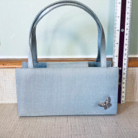 Light Gray Satin-like Cloth Exterior  Evening Handbag Purse